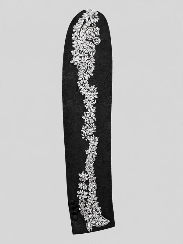 Onyx Silver Crystal Cascade Double-Breasted Tuxedo Jacket 10