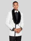 Ivory Jet-Leaf Velvet Shawl-Collar Double-Breasted Tuxedo Jacket 05