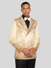 Cream Gold Crystal Cascade Peak-Lapel Double-Breasted Tuxedo Jacket 05