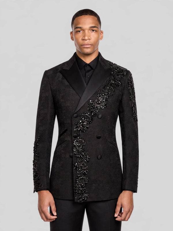 Onyx Jet Crystal Cascade Double-Breasted Tuxedo Jacket 04