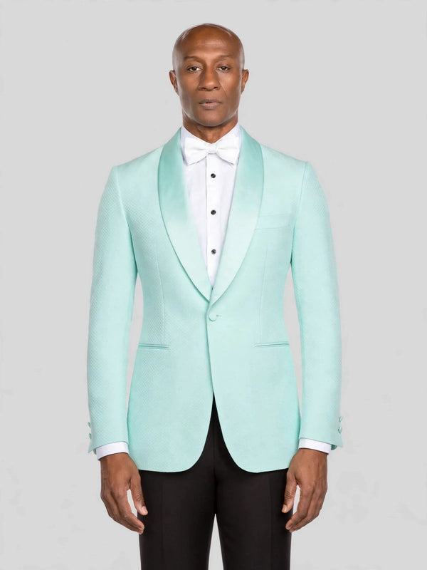 Mint Aqua Textured Shawl-Collar Tuxedo Jacket - cover
