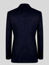 Deep Midnight Navy Pinstripe Six-Button Peak-Lapel Double-Breasted Suit Jacket 09