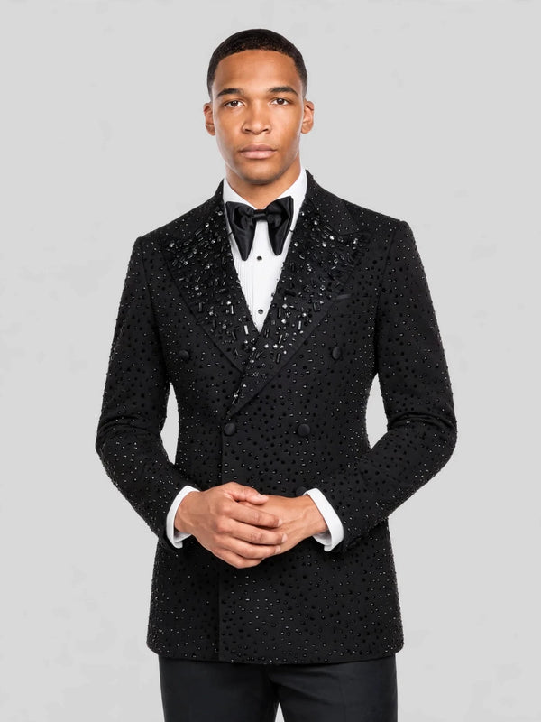 Onyx Jet Crystal-Dot Peak-Lapel Double-Breasted Tuxedo Jacket 02