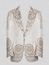 Ivory Gold Crystal Mandala Peak-Lapel Tuxedo Jacket 07