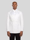 Snow White Paisley-Jacquard Satin Peak-Lapel Six-Button Double-Breasted Tuxedo Jacket - cover