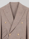 Taupe Gold-Button Slant-Flap Peak-Lapel Double-Breasted Suit Jacket 08