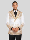 Ivory Gold Crystal Cascade Peak-Lapel Double-Breasted Tuxedo Jacket 05