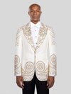 Ivory Gold Crystal Mandala Peak-Lapel Tuxedo Jacket - cover