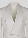 Ivory Textured Satin Shawl-Collar Double-Breasted Tuxedo Jacket 08