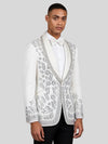 Ivory Silver Crystal Floral Shawl-Collar Tuxedo Jacket 03