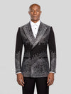 Onyx Silver Crystal Drip Peak-Lapel Double-Breasted Tuxedo Jacket - cover