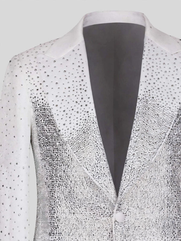 Ivory Silver Crystal Gradient Peak-Lapel Tuxedo Jacket 08