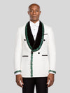 Ivory Emerald Crystal-Trim Black Shawl-Collar Double-Breasted Tuxedo Jacket - cover