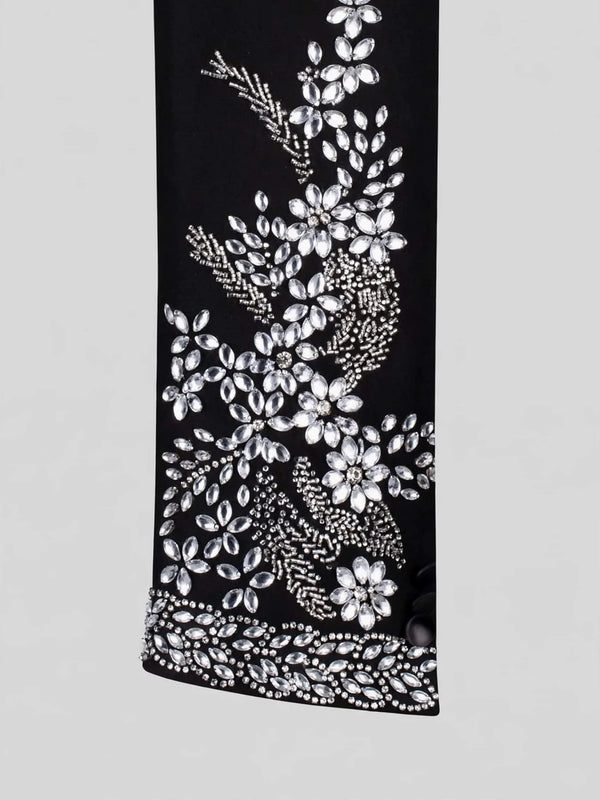 Onyx Silver Crystal Bouquet Shawl-Collar Tuxedo Jacket 10