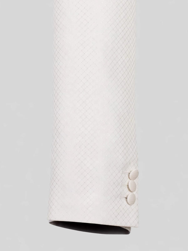 Ivory Diamond-Texture Shawl-Collar Tuxedo Jacket 10