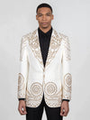 Ivory Gold Crystal Medallion Peak-Lapel Tuxedo Jacket 04