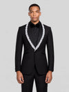 Onyx Silver Crystal-Trim Shawl-Collar Tuxedo Jacket 06