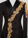 Onyx Gold Crystal Cascade Double-Breasted Tuxedo Jacket 08