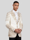 Ivory Gold Crystal Mandala Peak-Lapel Tuxedo Jacket 03