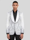 Ivory Silver Crystal Floral Shawl-Collar Tuxedo Jacket 04