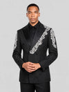 Onyx Silver Crystal Double-Breasted Tuxedo Jacket 04