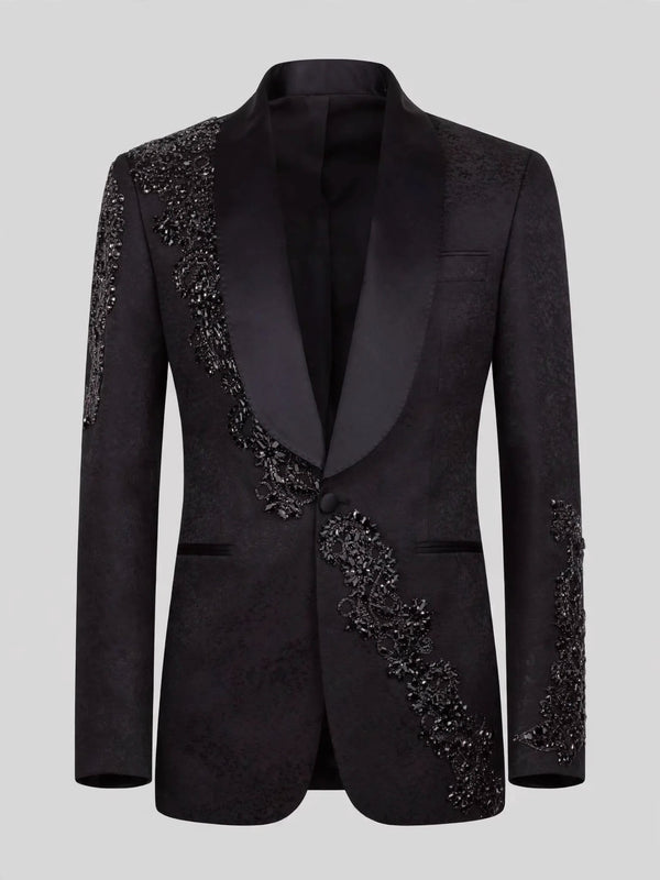 Onyx Jet Shawl-Collar Tuxedo Jacket 07