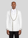 Ivory Silver Crystal-Trim Shawl-Collar Double-Breasted Tuxedo Jacket - cover