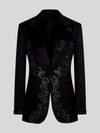 Onyx Jet Lace-Motif Peak-Lapel Tuxedo Jacket 07