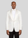 Ivory Jacquard Jetted-Pocket Satin Shawl-Collar Tuxedo Jacket - cover
