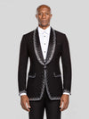 Onyx Silver Crystal Perimeter Shawl-Collar Tuxedo Jacket - cover