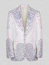Ivory Silver Mandala-Lace Peak-Lapel Tuxedo Jacket 07