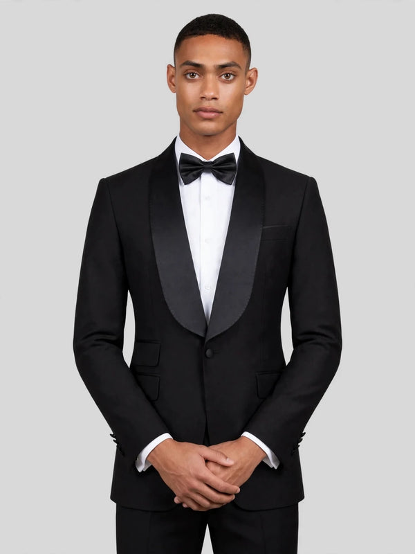 Onyx Smooth Ticket-Pocket Wide Shawl-Collar Tuxedo Jacket 02