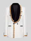 Ivory Gold-Leaf Velvet Shawl-Collar Double-Breasted Tuxedo Jacket 07