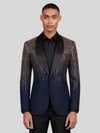 Midnight Gold Crystal Gradient Shawl-Collar Tuxedo Jacket 04