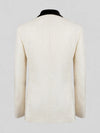 Ivory Grain-Jacquard Black Velvet Shawl-Collar Double-Breasted Tuxedo Jacket 09