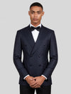 Midnight Navy Pinstripe Six-Button Peak-Lapel Double-Breasted Suit Jacket 02