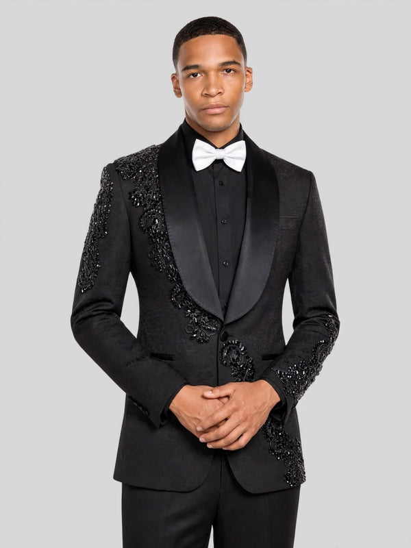 Onyx Jet Shawl-Collar Tuxedo Jacket 05