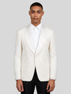 Ivory Slant-Pocket Satin Shawl-Collar Tuxedo Jacket 01