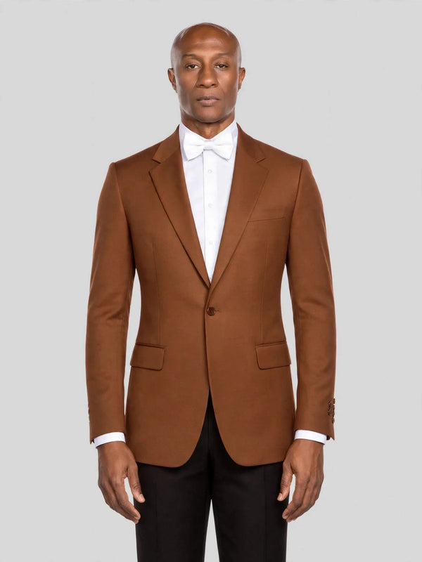 Chestnut Brown Single-Button Notch-Lapel Suit Jacket - cover