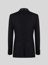 Onyx Smooth Pick-Stitch Jetted-Pocket Peak-Lapel Tuxedo Jacket 09