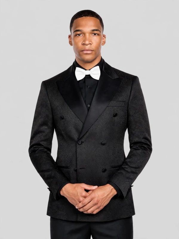 Onyx Grain-Textured Satin Peak-Lapel Double-Breasted Tuxedo Jacket 05