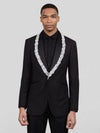 Onyx Silver Crystal Cluster Shawl-Collar Tuxedo Jacket 04