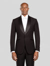 Onyx Smooth Slant-Flap Satin Shawl-Collar Tuxedo Jacket - cover