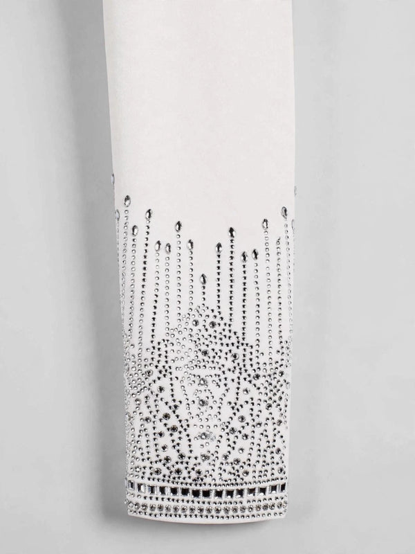 Ivory Silver Crystal Drip Peak-Lapel Double-Breasted Tuxedo Jacket 10
