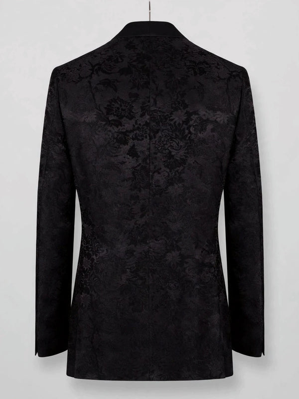 Onyx Silver Jet Diagonal Peak-Lapel Double-Breasted Tuxedo Jacket 09