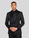 Onyx Jet Beaded-Trim Shawl-Collar Double-Breasted Tuxedo Jacket 06