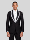 Onyx Silver Crystal-Trim Shawl-Collar Tuxedo Jacket 03