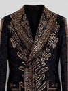 Onyx Gold Fern Crystal Peak-Lapel Double-Breasted Tuxedo Jacket 08