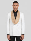 Ivory Amber Crystal-Mesh Shawl-Collar Double-Breasted Tuxedo Jacket 04