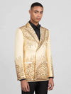 Cream Champagne Mirror-Stud Cascade Peak-Lapel Double-Breasted Tuxedo Jacket 06